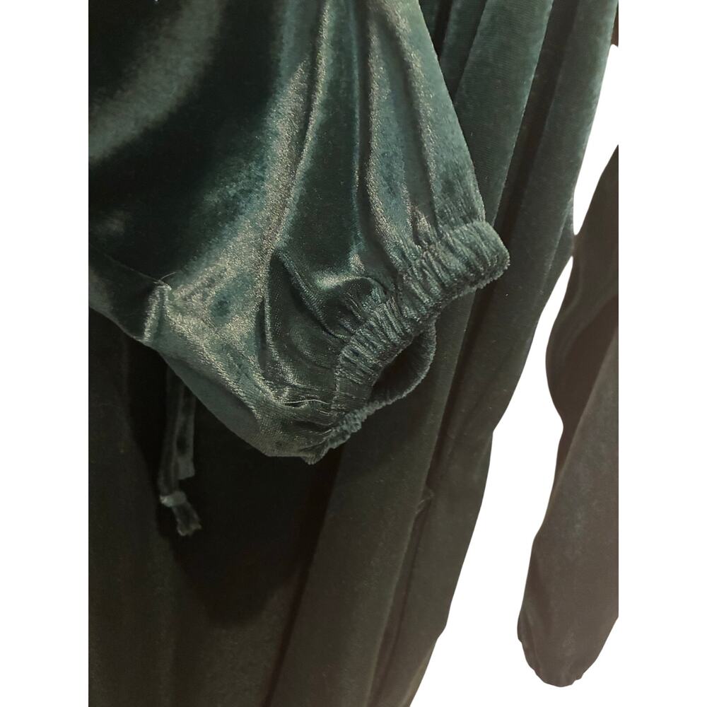 Vintage BLAIR Women's Velvet Emerald Green Maxi Nightgown Dress Off Shoulder M/L - Picture 8 of 10